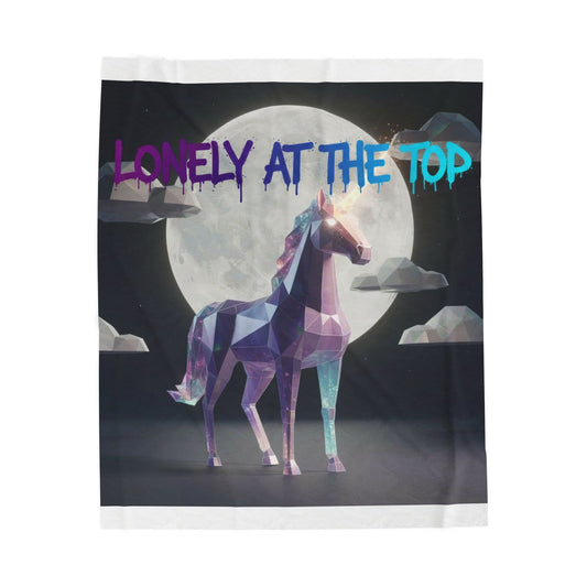 Velveteen Plush Blanket — 'Lonely at the Top' Geometric Unicorn Moonlight Throw